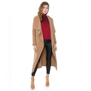 Sage the Label Hanna Open Coat in Taupe Medium Classic‎ Preppy Light Academia
